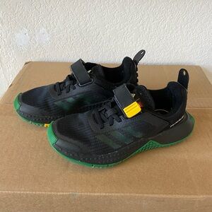 Adidas Black Sneakers with Chunky Green Sole and Breathable Mesh